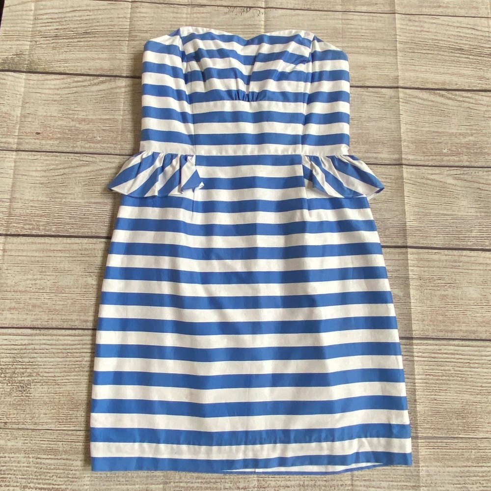 Lilly Pulitzer blue and white peplum dress size 6